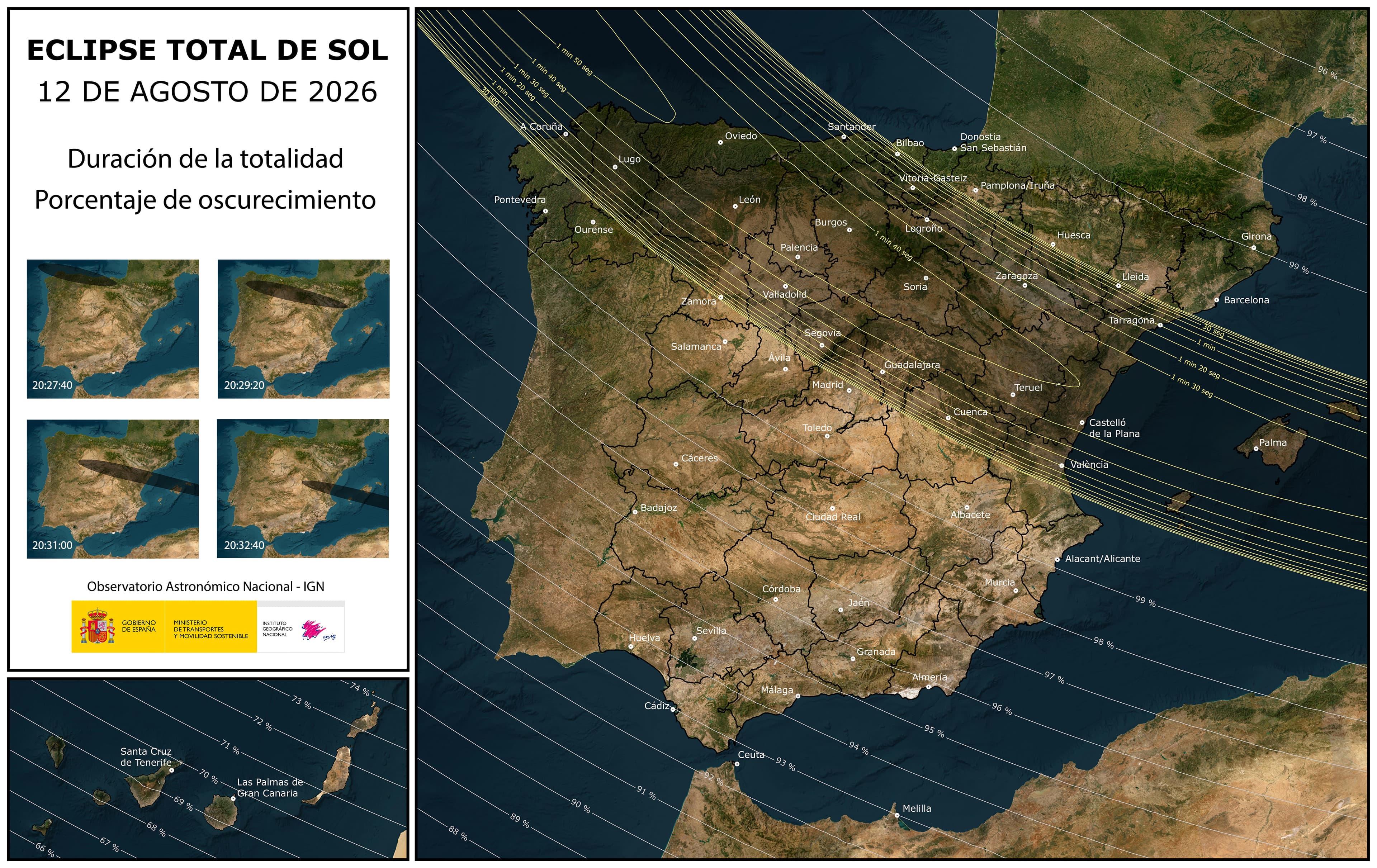 Simulation der totalen Sonnenfinsternis 2026 in Asturien